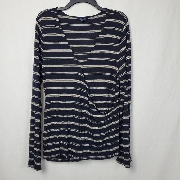 Lucky Brand XL Navy Stripe Blouse - Picture 2 of 7